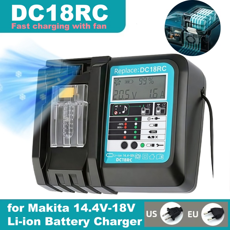 Makita Drill Hp1640 - DC18RC Schnellladegerät mit Lüfter für Li-Ionen-Akkus,